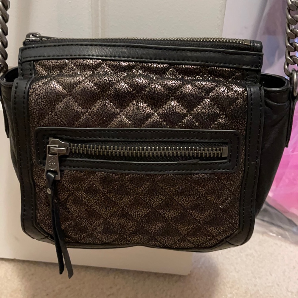 ASH bag black real leather bronze metallic front